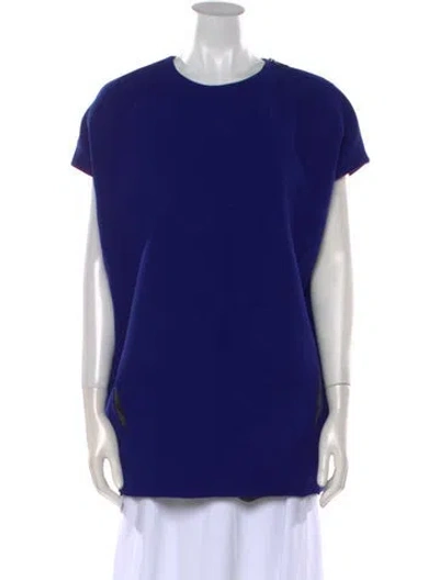 Pre-owned Costume National Silk Crew Neck Top In Blue