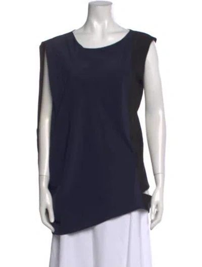 Pre-owned Costume National Silk Crew Neck Top In Blue