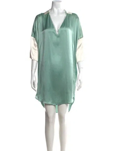 Pre-owned Costume National Silk Mini Dress In Green