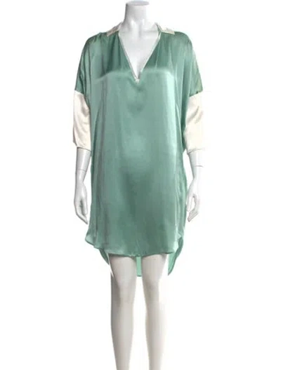 Pre-owned Costume National Silk Mini Dress In Green