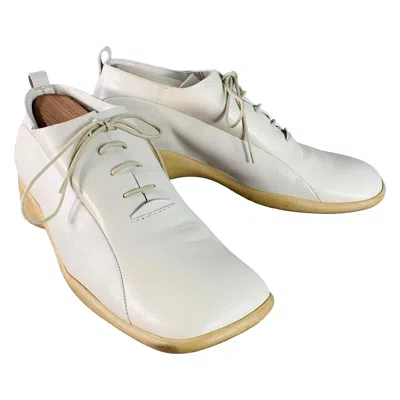 Pre-owned Costume National Size 10 Beige Leather Square Toe Oxford Lace-up Shoes In Brown