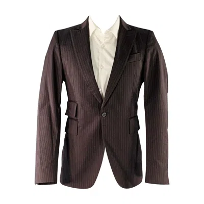 Pre-owned Costume National Size 38 Brown Grey Pinstripe Wool Single Button Suit In Gray