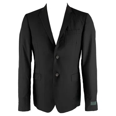 Pre-owned Costume National Size 40 Black Solid Wool Silk Notch Lapel Sport Coat