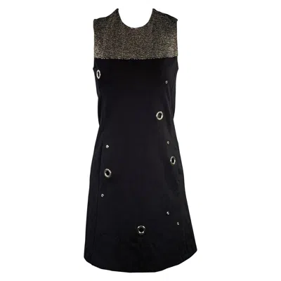 Pre-owned Costume National Size Xs Black Silver Viscose Blend Two Tone Shift Dress