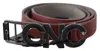 Costume National Maroon Skinny Leather Logo Fashion Belt In Multi