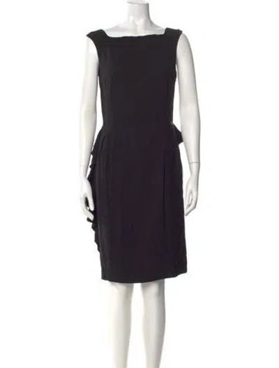 Pre-owned Costume National Square Neckline Knee-length Dress In Black