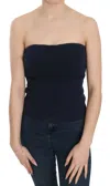 Costume National Strapless Zipper Back Tube Top Women's Blouse In Blue