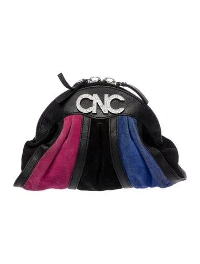 Pre-owned Costume National Suede Evening Bag In Black