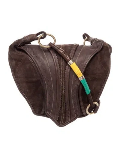 Pre-owned Costume National Suede Shoulder Bag In Brown