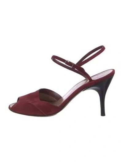 Pre-owned Costume National Suede Slingback Pumps In Red