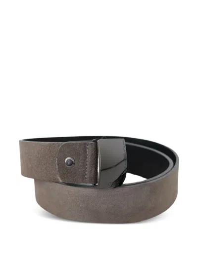 Costume National Leather Square Logo Buckle Belt In Brown