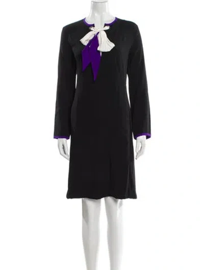Pre-owned Costume National Tie Neck Knee-length Dress In Blue