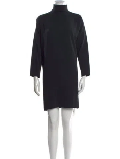 Pre-owned Costume National Turtleneck Mini Dress In Black