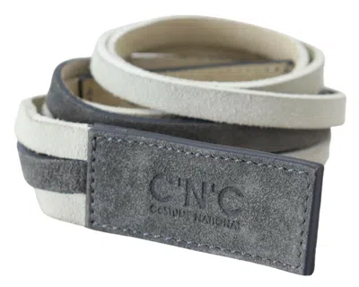 Costume National Velvet Logo-embossed Leather Belt In Multi