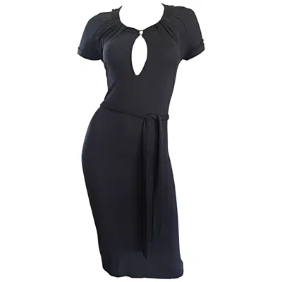 Pre-owned Costume National Vintage  1990s Grey Jersey Sexy Belted 90s Bodycon Dress Sz 38 In Gray