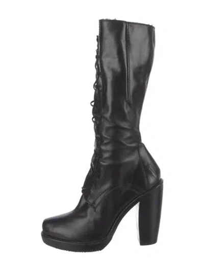 Pre-owned Costume National Vintage Leather Lace-up Boots In Black