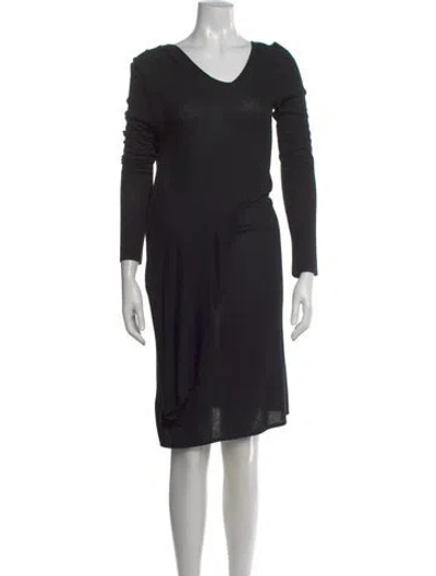 Pre-owned Costume National V-neck Knee-length Dress In Black