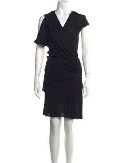 Pre-owned Costume National V-neck Knee-length Dress In Black