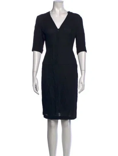 Pre-owned Costume National V-neck Knee-length Dress In Black