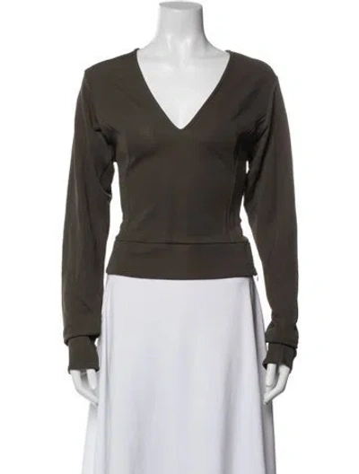 Pre-owned Costume National V-neck Long Sleeve Top In Gray