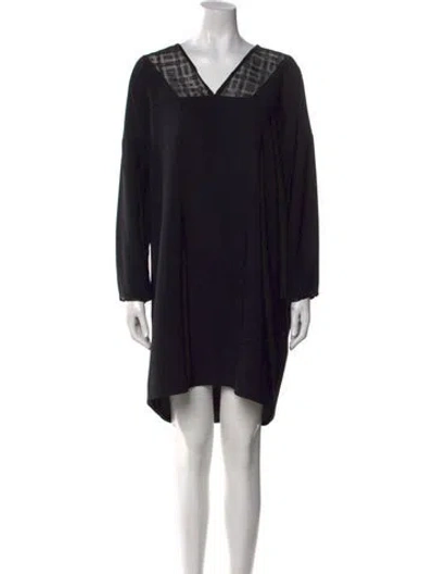Pre-owned Costume National V-neck Mini Dress In Black