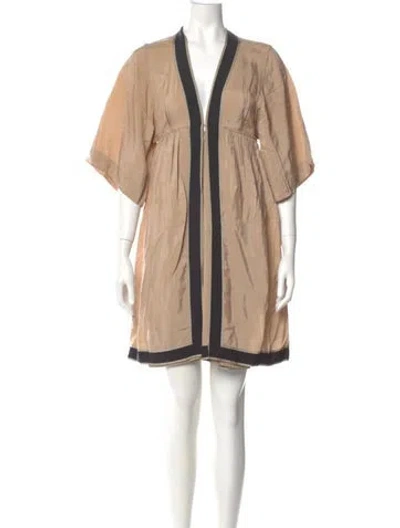 Pre-owned Costume National V-neck Mini Dress In Neutral