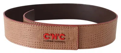 Costume National White Leather Logo Fashion Waist Women's Belt In Sand