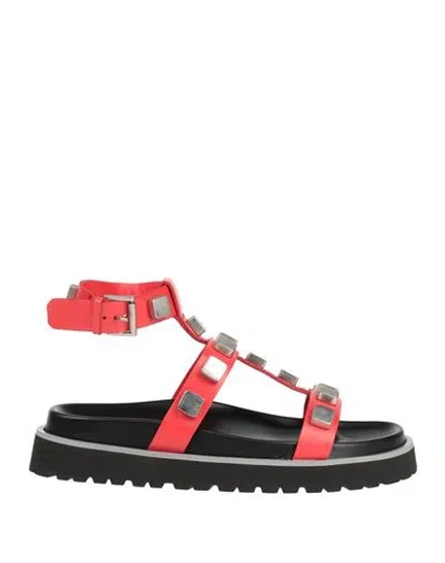 Costume National Woman Sandals Red Size 8 Calfskin