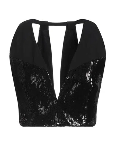 Costume National Woman Top Black Size 8 Rayon, Polyester, Elastane