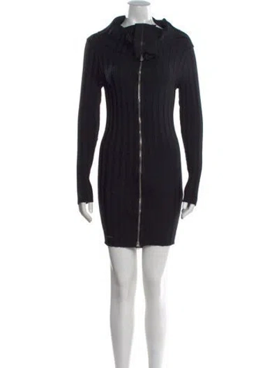 Pre-owned Costume National Wool Mini Dress In Black