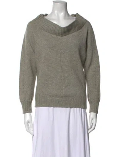 Pre-owned Costume National Wool Off-the-shoulder Sweater In Green