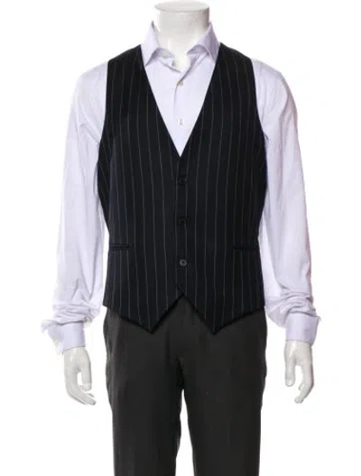 Pre-owned Costume National Wool Striped Suit Vest In Black