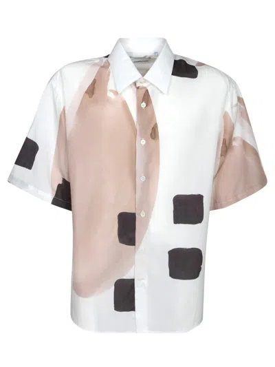 Costumein Abstract Multi-color Linen Shirt In White