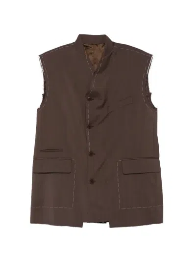 Costumein Arny Buttoned Sleeveless Waistcoat In Brown