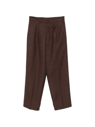 Costumein Checked Button-tab Trousers In Purple