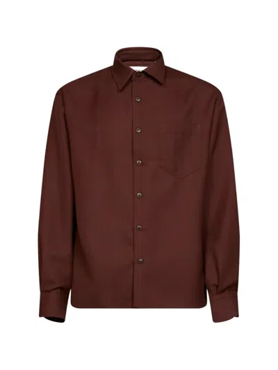 Costumein Chest-pocket Virgin-wool Shirt In Burgundy