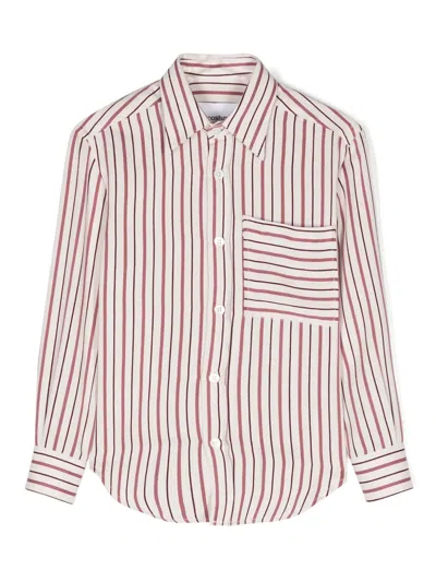 Costumein Kids' Classic-collar Striped Shirt In Neutrals