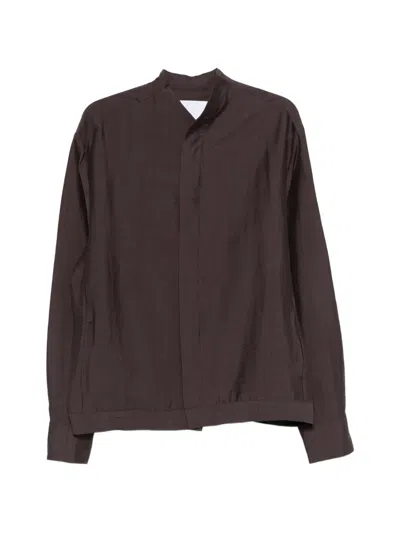 Costumein Collarless Shirt In Brown
