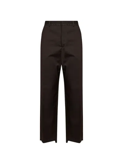Costumein Contrast-stitch Virgin Wool Chinos In Brown