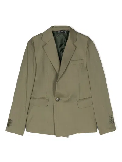 Costumein Kids' Double-breasted Virgin Wool Blazer In 绿色