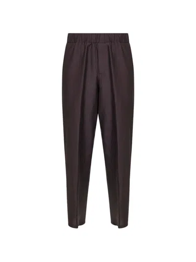 Costumein Elasticated Tapered Trousers In Brown