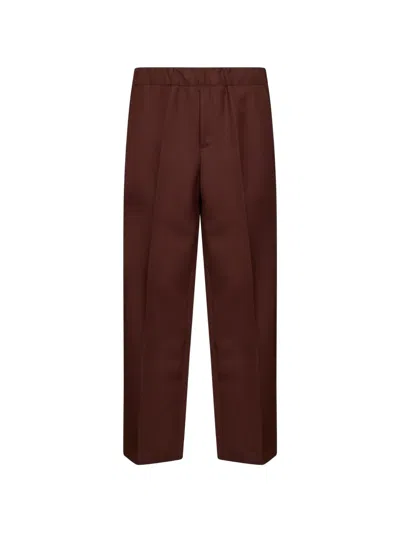 Costumein Elasticated-waistband Pressed-crease Trousers In Brown
