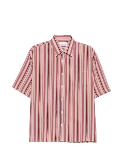 Costumein Eric Vertical-stripe Short-sleeve Shirt In Black