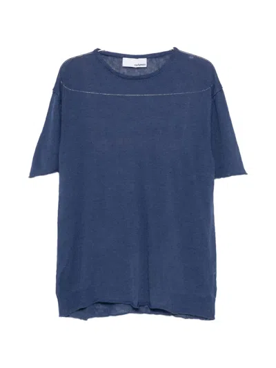 Costumein Fine-knit Drop-shoulder T-shirt In Blue