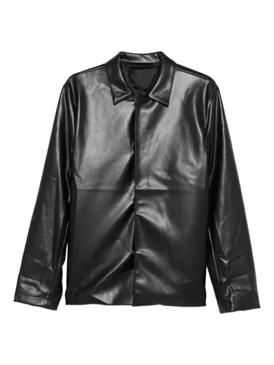 Costumein Leather Shirt Jacket In Black