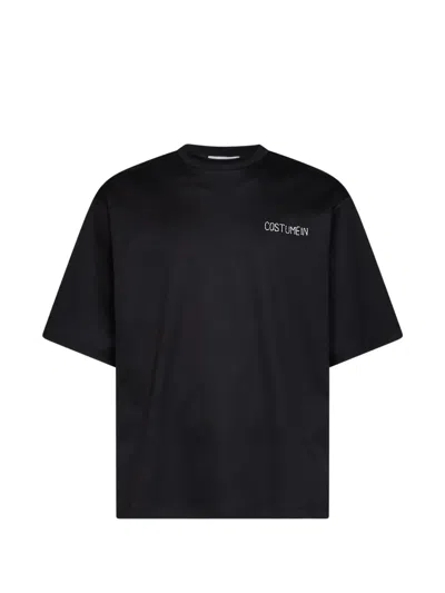 Costumein Logo-embroidered Cotton T-shirt In Black
