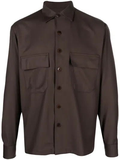 Costumein Long-sleeve Virgin Wool Shirt In Brown