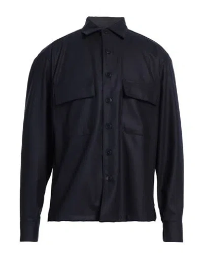 Costumein Man Shirt Midnight Blue Size 38 Virgin Wool, Polyamide In Blue