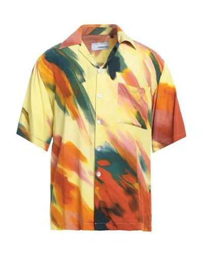Costumein Man Shirt Pastel Yellow Size 38 Viscose In Multi