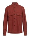 Costumein Man Shirt Rust Size 38 Virgin Wool, Polyamide In Brown